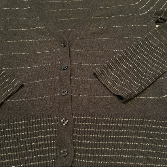 American Eagle Outfitters Women’s Cardigan Grey Silver Stripe Medium - Picture 1 of 8